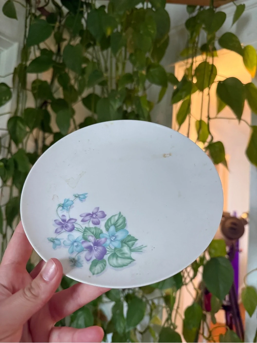 Floral Porcelain Dessert Plate - White with Purple Flowers Royalon Inc 307
